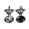 Natural Moss Agate Pendants, with Brass Findings, Lead Free & Cadmium Free, Moon with Oval, 34x24x6mm, Hole: 6.5x5mm