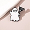 Halloween Theme Enamel Pins, Alloy Lapel Pin Backs for Backpack Clothes, Ghost with Believein InYourself Flag, 29x30mm