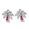 Brass Micro Pave Cubic Zirconia Pendants, Coconut Tree Charms, Rack Plating, Long-Lasting Plated, Cadmium Free & Lead Free, Platinum, 9.5x9.5x2mm, Hole: 1.2mm