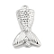 Brass Micro Pave Clear Cubic Zirconia Pendants, Fishtail, Platinum, 18x11.5x6mm, Hole: 1.3mm