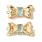 Brass Pave Cubic Zirconia Connector Charms, Real 18K Gold Plated, Bowknot Links, Cadmium Free & Nickel Free & Lead Free, Light Blue, 11x23x4.5mm, Hole: 1mm