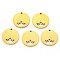 PVD Vacuum Plating 201 Stainless Steel Charms, Laser Cut, Flat Round with Crown, Real 18K Gold Plated, 14x1mm, Hole: 1mm