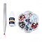 Nail Art Sets, with K9 Glass Cabochons, with Nail Glue and Tweezers, Mixed Shapes, Mixed Color, 83x83x15mm
