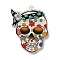 Halloween Theme Printed Acrylic Pendans, Skull, 38x28.5x2.5mm, Hole: 1.8mm