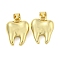 Rack Plating Brass Pendants, Tooth Charm, Lead Free & Cadmium Free, Long-Lasting Plated, Real 18K Gold Plated, 15x12x6mm, Hole: 3.5mm