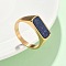 316L Stainless Steel Natural Lapis Lazuli Finger Rings for Women, Rectangle, Ion Plating(IP), US Size 9(18.9mm)