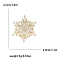 Christmas Brass Pave Clear Cubic Zirconia Snowflake Brooch for Clothes, Golden, 29x25mm