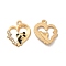 Alloy Enamel Pendants, with Crystal Rhinestone, Heart & Panda Charm, Light Gold, 20x17x3mm, Hole: 1.6mm
