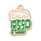 Saint Patrick's Day Alloy Enamel Pendants, Cadmium Free & Nickel Free & Lead Free, Rack Plating, Golden, Beer Cup, 19.5x14x1.5mm, Hole: 1.4mm