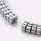 Electroplated Non-magnetic Synthetic Hematite Beads Strands, Striped Square, Platinum Plated, 4x4x2mm, Hole: 0.5mm, about 200pcs/strand, 15.7 inch(40cm)