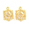 Brass Pave Cubic Zirconia Pendants, Round, Clear, Real 18K Gold Plated, 13x9x9mm, Hole: 1mm