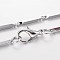 Tarnish Resistant 201 Stainless Steel Bar Link Chain Necklaces, with Lobster Claw Clasps, Stainless Steel Color, 17.9 inch(45.7cm), 2mm