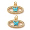 Brass Micro Pave Cubic Zirconia with Synthetic Opal Pendants, with Jump Ring, Cadmium Free & Lead Free, Oval with Butterfly, Real 18K Gold Plated, 13x20x3mm