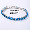 Hip-hop Brass Micro Cubic Zirconia Link Chain Bracelets for Men and Women, Dodger Blue, 7-5/8 inch(19.5cm)