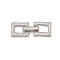 Brass Micro Pave Clear Cubic Zirconia Fold Over Clasps, Cadmium Free & Nickel Free & Lead Free, Rectangle, Platinum, 25x9x3.5~5mm, Hole: 2.5x0.8mm