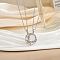 2Pcs Brass Micro Pave Clear Cubic Zirconia Enamel Magnetic Pendant Necklaces with 304 Stainless Steel Cable Chain, Platinum, Moon, 17.72 inch(45cm)