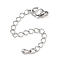 Brass Chain Extender, End Chains, Cadmium Free & Nickel Free & Lead Free, Teardrop, Platinum, 57~70mm