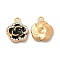 Alloy Enamel Pendants, with Crystal Rhinestone, Flower Charm, Light Gold, 17x15x3.5mm, Hole: 2mm