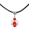 Angel Shape Alloy with Glass Pendant Necklaces, with Imitation Leather Cords, Red, 17.32 inch(44cm)