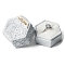 Embossed Hexagon Plastic Rings Storage Boxes, Wedding Rings Case with Sponge, Silver, 5.5x5x4.85cm
