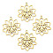 Ion Plating(IP) 201 Stainless Steel Pendants, Flower, Real 18K Gold Plated, 28x25x1.5mm, Hole: 1.4mm