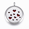 316 Surgical Stainless Steel Diffuser Locket Pendants, with Perfume Pad and Magnetic Clasps, Flat Round with Heart, Stainless Steel Color, Dark Red, 37x30x6.5mm, Hole: 5mm, inner diameter: 23mm