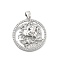 Rack Plating Brass Micro Pave Cubic Zirconia Pendants, Saint George Medal, Lead Free & Cadmium Free, Long-Lasting Plated, Platinum, 25.5x22.5x3.5mm, Hole: 3.5x4.5mm