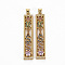 Brass Micro Pave Cubic Zirconia Pendants, Nickel Free, Rectangle with Word KISS, Real 16K Gold Plated, 49.5x9x4.5mm, Hole: 3x5mm