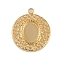 Ion Plating(IP) 304 Stainless Steel Rack Plating Pendant Cabochon Settings, Flat Round, Polished, Real 18K Gold Plated, Tray: 7.5x5.5mm, 17.5x15x2.5mm, Hole: 1.5mm