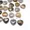 Heart Natural Grey Agate Pendants, with Platinum Tone Brass Findings, 24~26x25~26x9~10mm, Hole: 2x7mm