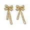 Brass Micro Pave Cubic Zirconia Beads, Bowknot, Real 18K Gold Plated, 32x15.5x4.5mm, Hole: 1.6mm