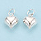 925 Sterling Silver Heart Charms, with Jump Rings, Silver, 9.9x8x5mm, Hole: 3.1mm