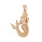 304 Stainless Steel Pendants, Mermaid, Real 18K Gold Plated, 45x30x6mm, Hole: 8x5mm