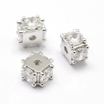 Латунные микро проложить класса AAA кубического циркония бусы KK-P126-02P-NR-1