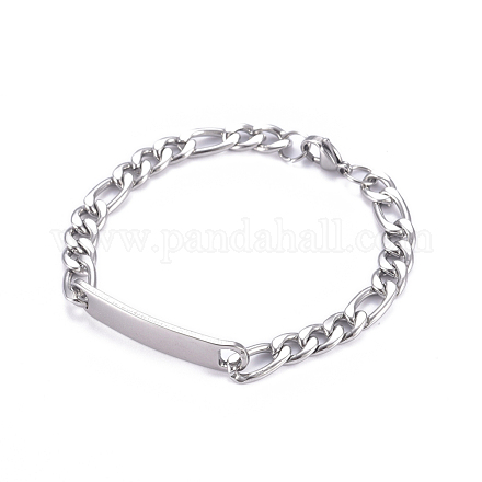 Устойчивые к потускнению браслеты figaro chain id из нержавеющей стали 304 BJEW-G631-05P-1