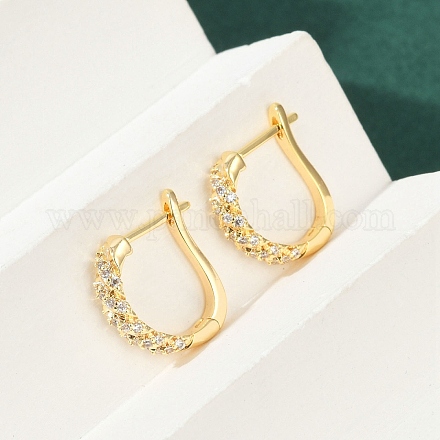 Серьги-кольца из латуни с прозрачным фианитом EJEW-Q016-15G-1