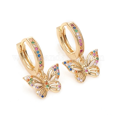 Серьги-кольца из латуни с микро-паве из фианита EJEW-G276-05G-1