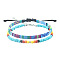 2Pcs 2 Styles Bohemian Fibre Woven Braided Bracelets Set, Glass Seed Beads Bracelets, Cyan, 7-7/8 inch(20cm)