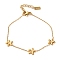 304 Stainless Steel Flower Link Chain Bracelets for Women, Golden, 6-1/4 inch(16cm)