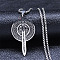 201 Stainless Steel Runes Shield Longsword Pendant Box Chain Necklaces for Women, Antique Silver, 19.61 inch(49.8cm)