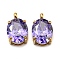 304 Stainless Steel Charms Micro Pave Cubic Zirconia, Oval, Real 14K Gold Plated, 12.5x8x5mm, Hole: 2mm