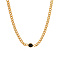 Golden Stainless Steel Oval Pendant Necklace Curb Chains, Black, no size