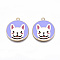 Eco-Friendly Alloy Enamel Pendants, Cadmium Free & Lead Free & Nickel Free, Flat Round with Dog, Light Gold, Lilac, 28x25x1.2mm, Hole: 2mm