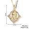 Brass Cubic Zirconia Hollow Oval Design Virgin Mary Pendant Exquisite Necklaces, Golden, Clear, 15.75 inch(40cm)