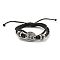 PU Imitation Leather Braided Cord Bracelets, Alloy Links Bracelets, Capricorn, Inner Diameter: 2-1/4~3-3/4 inch(5.7~9.5cm)