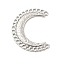 Non-Tarnish 304 Stainless Steel Pendants, Moon Charm, Stainless Steel Color, 38x32.5x2.5mm, Hole: 1.5~2x1.2~1.5mm
