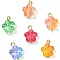 30Pcs 5 Colors Handmade Lampwork Charms, with Golden 304 Stainless Steel Loops, Plum Blossom Flower Charms, Mixed Color, 18x12.5x5mm, Hole: 3mm, 6Pcs/color