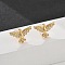 Eagle Brass Micro Pave Clear Cubic Zirconia Stud Earrings, with Silicone Earplugs, Long-Lasting Plated, Real 18K Gold Plated, 8.5x14.5mm