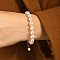 Elegant Imitation Pearl Stainless Steel Round Beads Bracelets for Women, with K18 Stamp, White