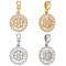 4Pcs 2 Colors Brass Pave Clear Cubic Zirconia European Dangle Charms, Large Hole Pendants, Flat Round with Star of David, Mixed Color, 26mm, Hole: 5mm, Flat Round: 18x16x3mm, 2pcs/color